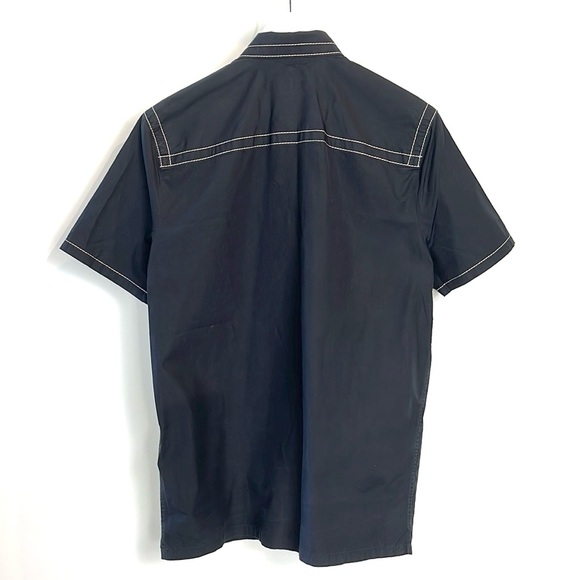 Prada SS/15 Navy Topstitched Buttoned Short-Sleeve Shirt - Picture 2 of 13